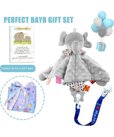 UNMOT Dummy Clip Baby Comforters (Elephant) Gift for Newborn Baby Boy Girl New Born Boys and girls essentials sets of baby blanket and of dummy clips in personalised bag NZL009 Blue Pacifier Chain Set - Buy Online on GoSupps.com