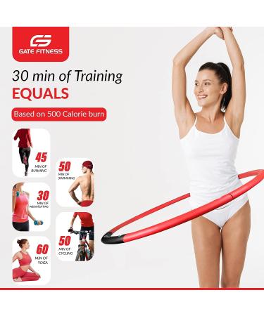Gate Fitness Weighted Hula Hoop 3.1 lb for Adult Weight Loss - Red-Black 8 Segment Ring with Soft Foam Padding - Indoor/Outdoor Core Workouts for Fat Burning - Buy Online on GoSupps.com