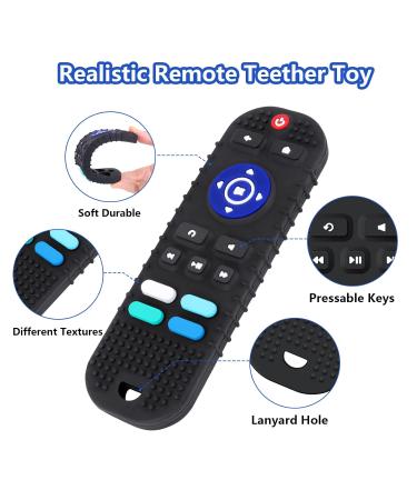 Rquite 2 Pack Baby Teething Toys - Silicone Remote Control Game Controller Teether Set for Babies 3-18 Months - Toddler Sensory Toy Gift - Black - Buy Online on GoSupps.com