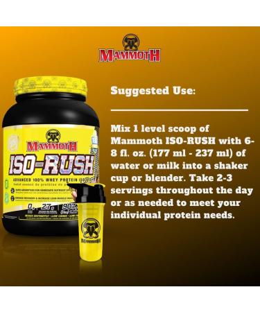 Mammoth Iso-Rush Premium Whey Protein Isolate Fast-Digesting Hormone Free Cross Flow Micro-Filtered (CFM) Sugar Free Bioactive Lactose Free Gluten Free 5 LB (Vanilla Ice Cream) - Buy Online on GoSupps.com