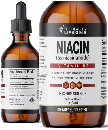 THE HEALTHY LIFE 4 ME Vitamin B3 Niacinamide Liquid | 80mg Serving 60 Days Supply | Vitamin B Liquid Drops | 2oz