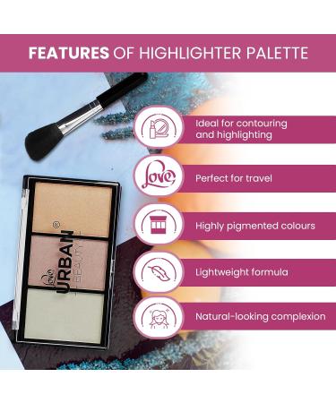 Love Urban Beauty Highlighter Palette - 3 Color Makeup Set for Women | Contouring & Highlighting Bronzer with Brush - Buy Online on GoSupps.com