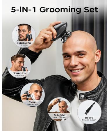 Rasoirs de t te pour hommes chauves rasoir lectrique 5 en 1 tanche IPX7 pour hommes chauves rasoir rotatif 5D - Buy Online on GoSupps.com