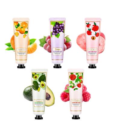 Mains Cr mes pour Mains Femme Cadeau Cr me Pour Les Mains Parfum e Aux Fruits Cremes Mains Hydratante pour No l Saint-Valentin Anniversaire pour Maman Petite Amie 5 ar mes de fruits 5pcs