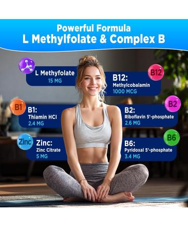 L-Methylfolate 15mg & Methyl B12 1000mcg Gummies Methylated B1 B2 B6 Multivitamins for Men Women Active 5-MTHF & B Complex Supplement Supports MTHFR Gene Immune Brain Health Vegan 60 Gummies - Buy Online on GoSupps.com