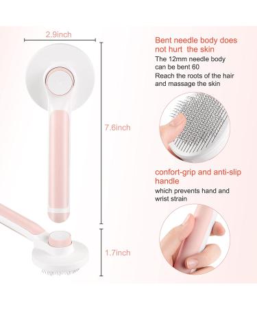 AUBERRY Self Cleaning Slicker Brush for Long & Short Hair Pets - Removes Loose Undercoat, Mats, Tangles - Skin Friendly - Dog & Cat Grooming Brush (Pink) - Buy Online on GoSupps.com
