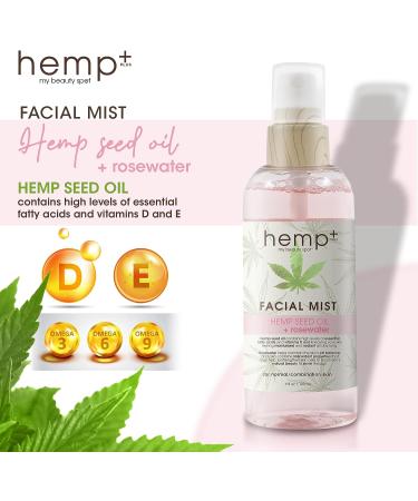 Hemp Infused Hydrating Rose Water Face Mist - 4oz Setting Spray with Hemp Seed Oil for Hydration - Buy Online on GoSupps.com