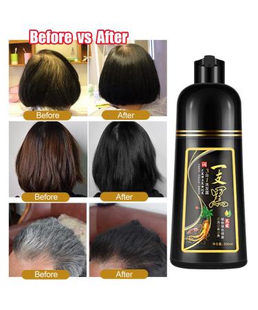 500ml Organic Natural Fast Black Hair Shampoo | Plant Essence Dye for Women Men | Cover Gray & White Hair - Long Lasting Color - Buy Online on GoSupps.com