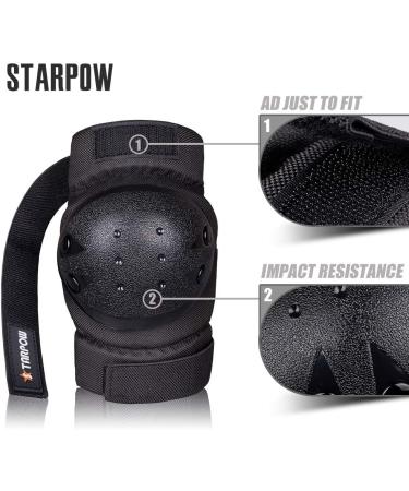 STARPOW Black Adults 3 in 1 Knee Pads, Elbow Pads, and Wrist Guards Set for Skateboarding, Roller Skating, Snowboarding - S/M/L Sizes Available - Buy Online on GoSupps.com