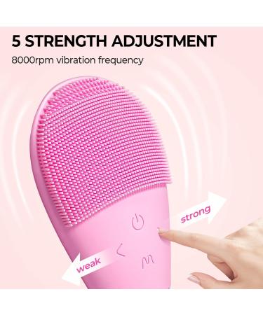 Face Cleansing Brush Mini Silicone Face Scrubber Ipx7 Waterproof Rechargeable for Deep Cleansing Exfoliating and Vibrating Massaging (Pink) - Buy Online on GoSupps.com