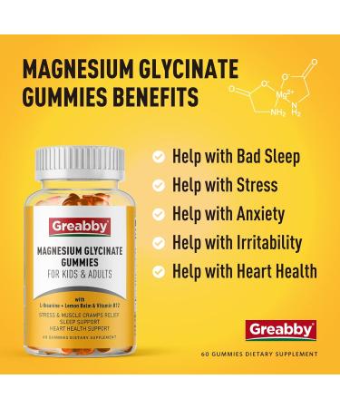 Mag Glycinate Gummies with Vitamin B12 for Kids & Adults - Stress Relief & Sleep Support (60 Count) - Buy Online on GoSupps.com