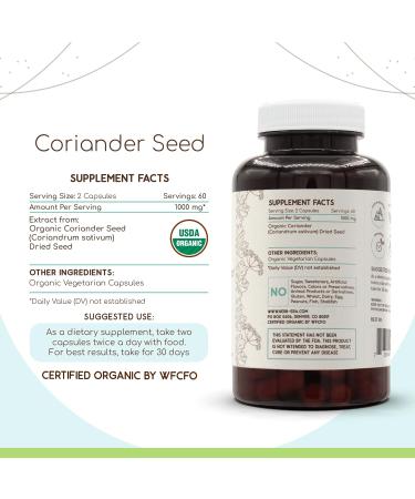 Buy USDA Organic Coriander Seed Capsules - 120 Count 500 mg - Premium Quality International Shipping Available - Buy Online on GoSupps.com
