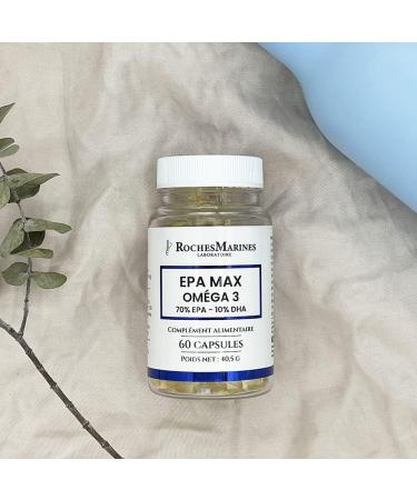 Roches Marines - EPA Max Omega 3 Dietary Supplement - 70% EPA - 10% DHA - Rich in Omega 3 EPA - Good Brain and Heart Function - Good Vision - 60 Capsules - Developed in France - Buy Online on GoSupps.com