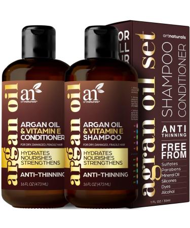 artnaturals Moroccan Argan Oil Hair Loss Shampoo & Conditioner Set - (2 x 16 Fl Oz / 473ml) - Sulfate Free Hair Regrowth - Treatment for Hair Loss  Thinning Hair & Hair Growth  Men & Women