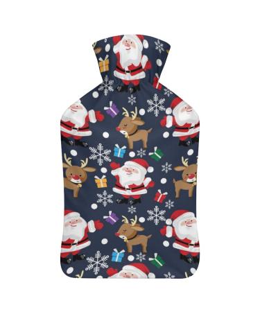 Santa Claus Elk Hot Water Bottle With Cover Plush Bed Bottle Hand Warmer For Adults And Children 26.5X15.3cm