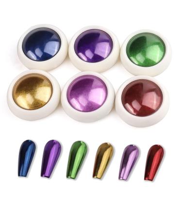 Bishengyf 6-Piece Chrome Nail Powder Set | Metallic Glitter Pigments for Stunning Nail Art & Designs | Fluorescence Series - Buy Online on GoSupps.com
