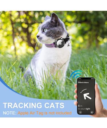 Agoumlux Airtag Cat Collar - Reflective Adjustable Neck Band with Bell Breakaway Safety Buckle Violet XS (17.5-23 cm) - Buy Online on GoSupps.com
