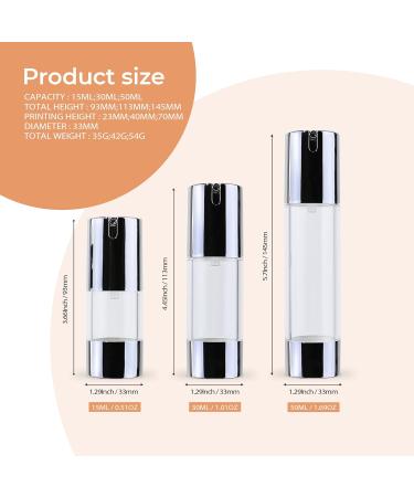 Longway Silver Airless Cosmetic Cream Pump Bottle Travel Size 1oz/30ml (Pack of 6) - Refillable Containers - Buy Online on GoSupps.com
