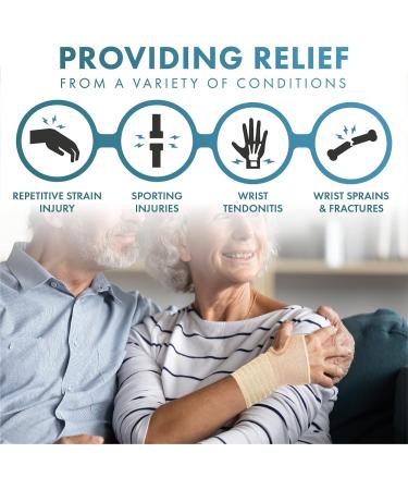 Actesso Elastic Wrist Support with Strap - Ideal for Sprains, Injuries, and Sports - No Metal Bar - Flexible Support | Left or Right - XL Beige - Buy Online on GoSupps.com