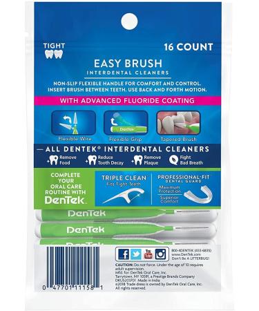 Dentek Easy Brush Fresh Mint Extra Tight Interdental Cleaners - 16 CT | Dental Picks for Precision Cleaning - Buy Online on GoSupps.com