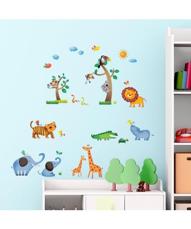Decowall DW-1206 Wild Jungle Animals Wall Stickers for Kids - Peel and Stick Removable Decals for Nursery, Bedroom, Living Room - Buy Online on GoSupps.com