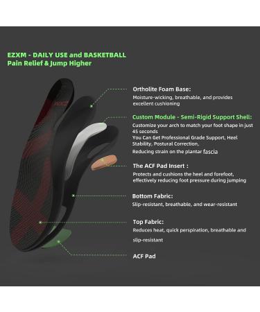 Arch Support Orthotic Custom Insoles - Plantar Fasciitis Relief for Men & Women - Size 8.5-10 - Ideal for Over-Pronation, Supination, Foot Pain, Flat Feet - Jumping Sports/Daily Use - Buy Online on GoSupps.com