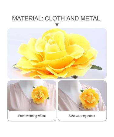 Frcolor Big Yellow Rose Hairpin & Brooch for Women Party - Artificial Flower Clips - Buy Online on GoSupps.com