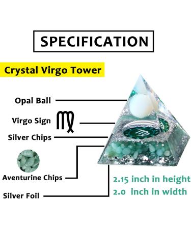 XIANNVXI Virgo Tower Healing Crystals - Positve Energy Orgone Tower for Men & Women | Spiritual Gifts for Healing, Luck, Meditation - Virgo Zodiac Sign - Buy Online on GoSupps.com