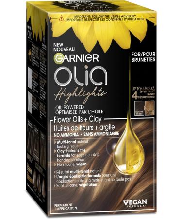 Garnier Olia Natural Hair Highlights for Brunettes with 60% Oils and Clay Ammonia-Free and Vegan Softer and Silkier Hair - 1 Application HIGHLIGHTS Brunettes - Buy Online on GoSupps.com