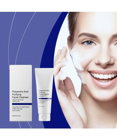 Polyamino Acid Purifying Facial Cleanser Deep Cleansing Face Wash for Soft Radiant Skin Gentle Daily Cleanser for All Skin Types White