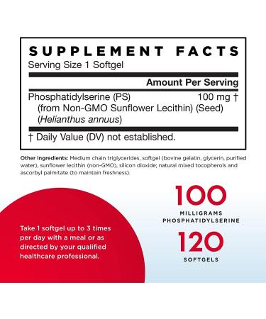 Jarrow Formulas PS 100 - Phosphatidylserine 100mg - 120 Softgels for Memory & Cognitive Support - Buy Online on GoSupps.com