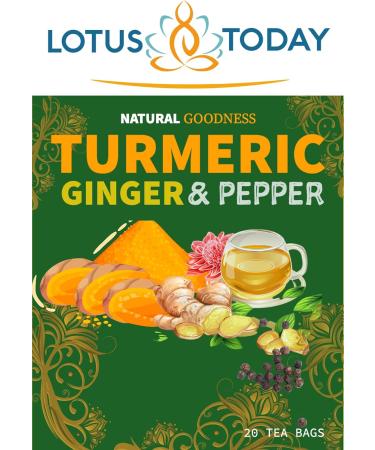  lotustoday 20 x Turmeric Tea Bags with Ginger and Black Pepper - Buy Online on GoSupps.com