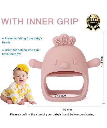 EXGOX Silicone Teether Mitten - Pink 3D Shape Teething Toy for Babies Over 12 Months - Buy Online on GoSupps.com