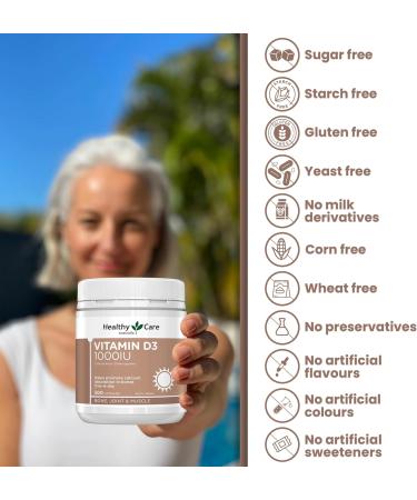 Healthy Care Vitamin D3 1000IU 500 Capsules - Buy Online on GoSupps.com