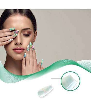 Tropical Flower & Leaf Design Long Coffin Fake Nails - 24 Pcs | Hawaiian Exquisite Static False Nails for Women - Buy Online on GoSupps.com
