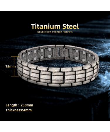 Jeroot Magnet Hard Band Men | Titanium Steel Magnetic Bracelet Healing | Ultra-Strength Adjustable 3500 Gauss Bracelet with Gift Box - Buy Online on GoSupps.com