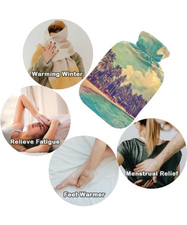 NAANLE 2L Transparent Hot Water Bottle - Tropical Beach Design for Menstrual Cramps Pain Relief & Heat Therapy - Buy Online on GoSupps.com