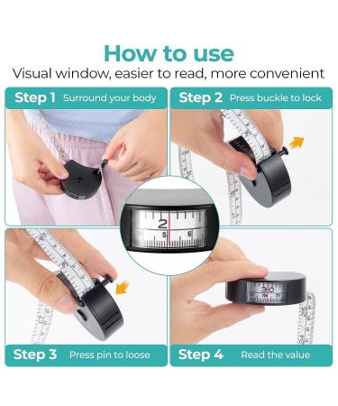LYTOWN Upgraded Body Tape Measure Set for Weight Loss, Fitness, Bodybuilding, and Muscle Gain - Lock Pin, Retractable Button, Soft Sewing Tape - Measures Body Circumferences - 60Inch/150cm - 2Pcs Black - Buy Online on GoSupps.com