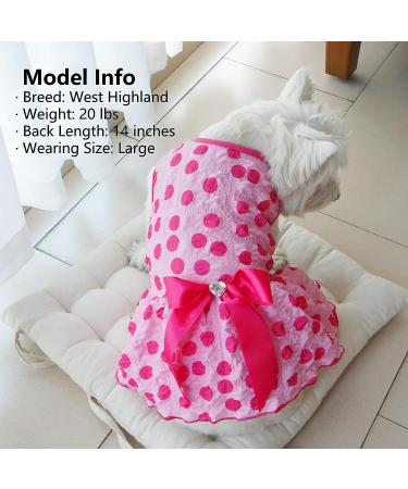 KYEESE Polka Dot Dog Dress with Bow for Small Dogs and Cats - Pink XL - Buy Online on GoSupps.com