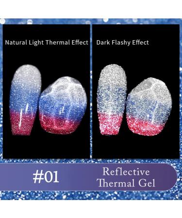 COSMOO Reflective Color Changing Gel Nail Polish - Silver Purple Red Diamond Glitter Polish for Mood Nails - Buy Online on GoSupps.com