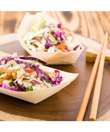 LOVMUTD Wooden Serving Dishes Disposable Serveware for Food Display Unique Wood Boat Shape Sushi Plate Ideal for Restaurants and Caterers Home Parties - Wood Bowls Takeout Tray(5 Inches 100 Pcs) - Buy Online on GoSupps.com