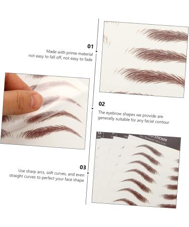 FOMIYES 20 Sheets Waterproof Eyebrow Stickers Temporary Eyebrow Tattoos Brown 6d Hair-like Eyebrows Stickers - Buy Online on GoSupps.com