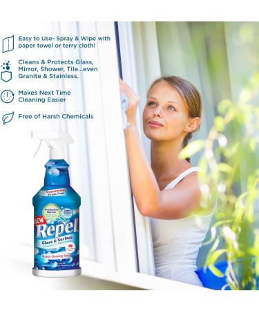 UNELKO Clean-X REPEL Glass & Surface Cleaner 32 fl. oz. (Pack of 3) - Repels Water Spots & Dirt on Glass, Mirror, Tile & Multi Surfaces - Buy Online on GoSupps.com