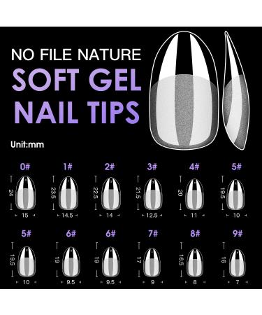 Short Oval Soft Gel Nail Tips - Melous 600PCS Pre Buff Full Cover Half Matte Clear False Nails for DIY Manicure - Buy Online on GoSupps.com