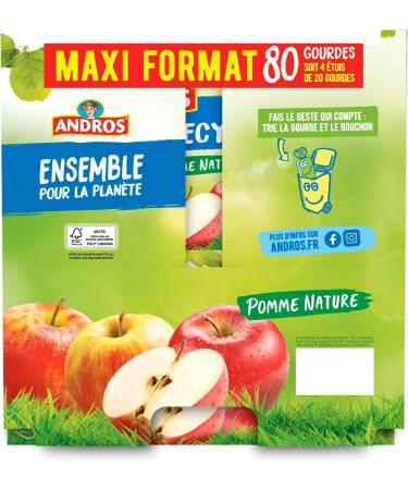  ANDROS ANDROS Recyclable Fruit Compote Pouch Apple Ideal for Children's/Babies' Snacks - Pack of 80 - Buy Online on GoSupps.com