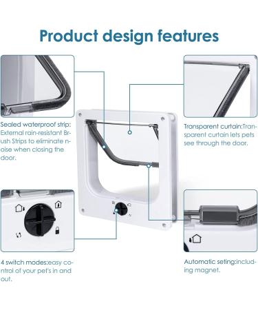 Upgraded Magnetic Cat Door Flap | 4-Way Locking for Interior/Exterior Doors | Weatherproof for Cats & Small Dogs | Easy Installation | Medium (White) - Buy Online on GoSupps.com