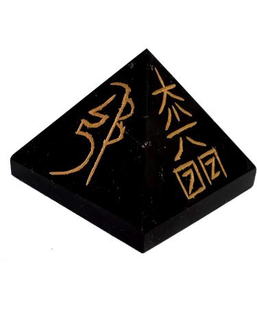Buy Purpledip Black Tourmaline Pyramid with Reiki Symbols - Good Luck Healing Charm & Spiritual Crystal Stone for International Shipping - Buy Online on GoSupps.com