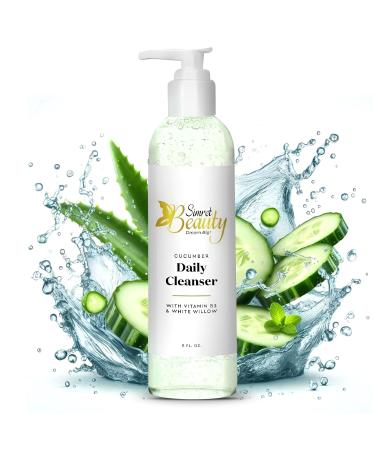 Cucumber Face Wash Hydrating Cleanser with Vitamin B3 & White Willow Sulfate-Free Vegan 8 fl oz
