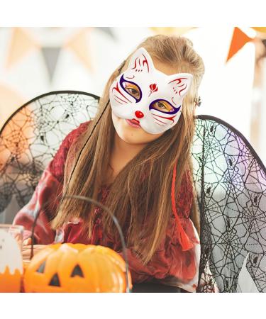 Magiclulu Cat Mask - 2 Pcs Therian White Paper Fox & Wolf Masks for Masquerade Cosplay | DIY Costumes - Buy Online on GoSupps.com