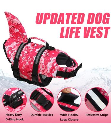 EMUST Shark Dog Life Jacket - Pink Camouflage Vest for Safe Water Adventures | International Shipping - Buy Online on GoSupps.com